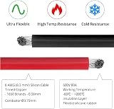 QWORK 8 AWG Silicone Wire 2x2.5m Red Black 1650 Strands Tinned Copper 600V 80A view 2