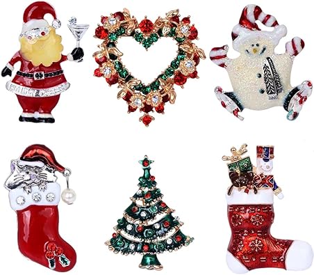 Regali Di Natale Quando Si Aprono.Elegant Rose 6 Spilla Colorato Natalizia Regalo Per Decorazioni Di Natale Ornamenti Regali Amazon It Gioielli