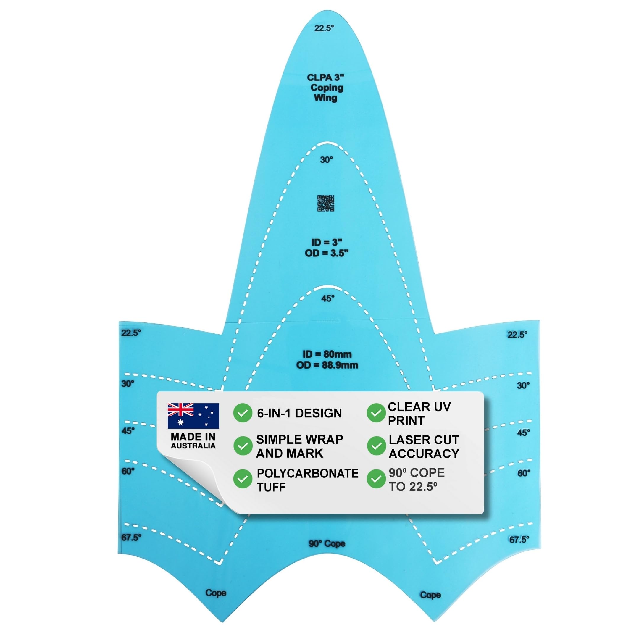 CLPA 3" ID Coping Wing — Pipe Saddle Template and Notcher | 22.5°–90° | Pipe Notcher Tool for Pipefitters and Welders | Made in Australia