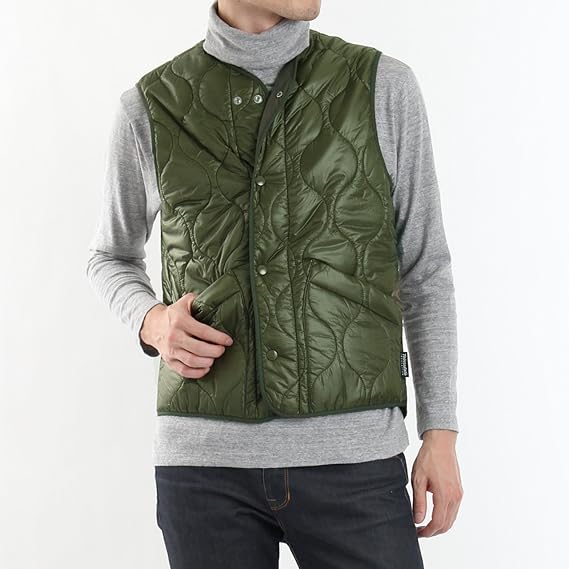 Amazon バーンズ Barns Outfitters シンサレート キルティングベスト ライトダウンベスト メンズ ライトアウター オリーブ 47 L ベスト 通販