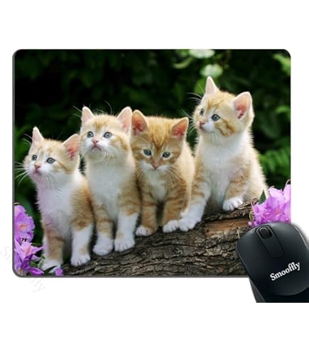 Pofeuu Cute Kittens And Puppy Print Desk Mat For Keyboard And Mouse,Computer Desk Matt For