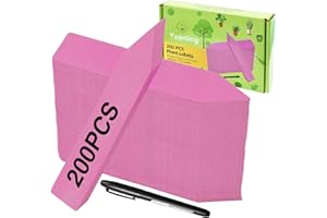 Plant Labels 200 Pcs Yuanling for Seeding Plastic Waterproof Plant Name Tags Garden Labels Marker Garden Pots Stakes for Outdoor Potted Plants Belt Permanent Marking Pen (Pink)