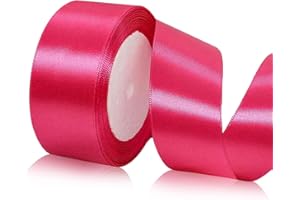 LIFETASTIC Hot Pink Satin Ribbon 1 1/2 Inches x 25 Yards, Fabric Silk Pink Ribbon for Gift Wrapping, Flower Bouquet Accessories, Crafts, Hair Bows Making, Wreath, Wedding Party Decoration