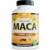 NaturaLife Labs Organic Maca Root &ndash; Black, Red &amp; Yellow &ndash; 1900 mg per Serving &ndash; 150 Capsules &ndash; Gelatinized Peruvian Maca &ndash; Non-GMO, Gluten-Free, Vegan