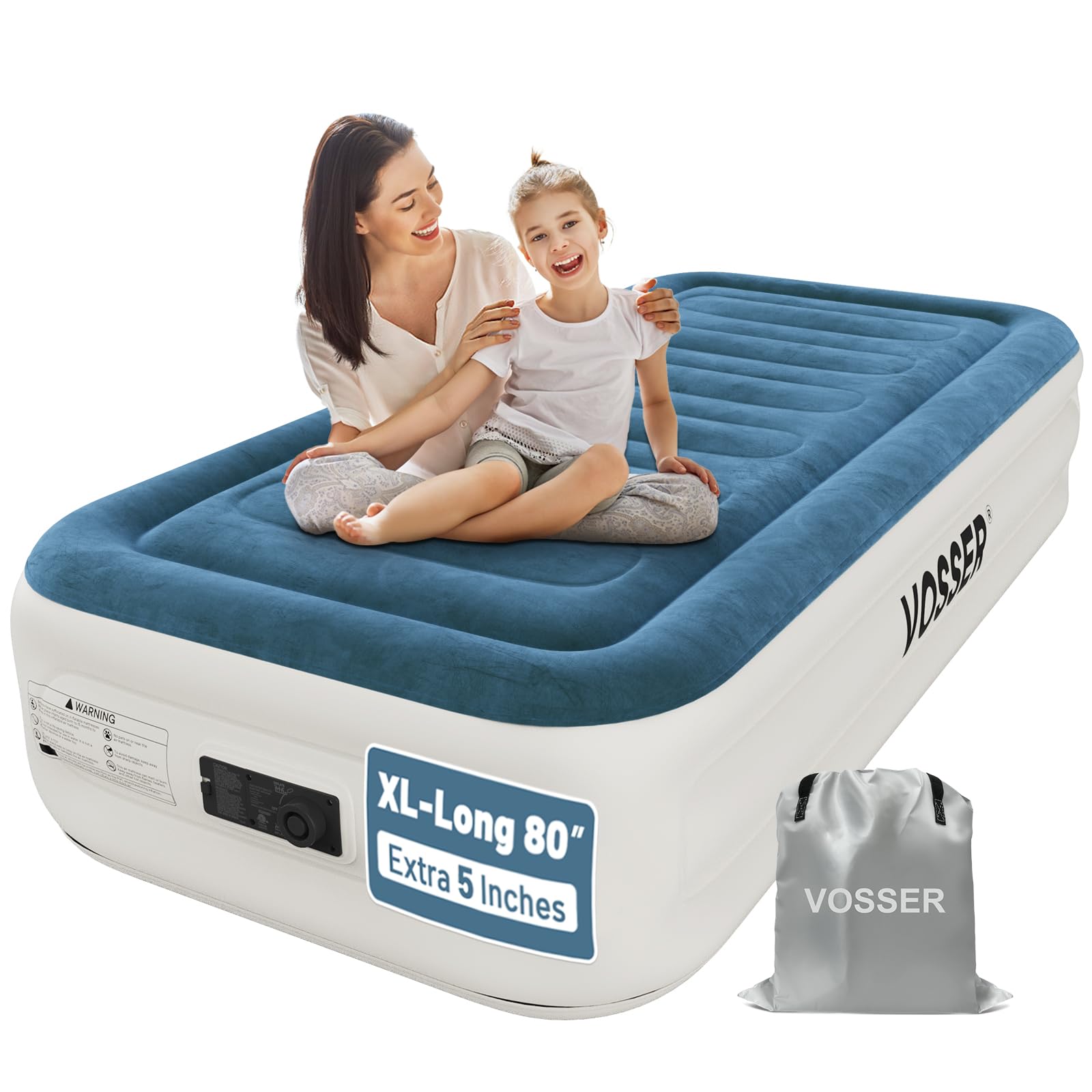Photo 1 of VOSSER Twin Air Mattress with Built-in Pump,Fast & Easy Inflation/Deflation Inflatable Mattress, Foldable Blow Up Mattress with Storage Bag, Inflatable Bed for Home, Camping & Guests