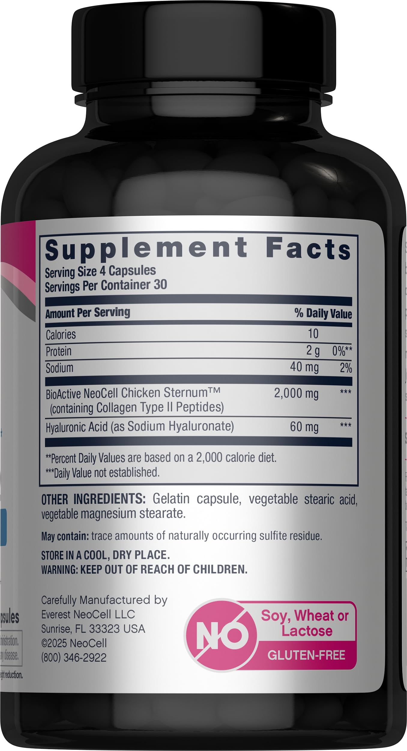 NeoCell Joint Complex Supplement | 120 Capsules | Plus Hyaluronic Acid | Collagen Type II