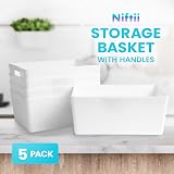 Niftii 5-Pack Plastic Storage Baskets with Handles 3.9L 17x25x11cm Set view 3