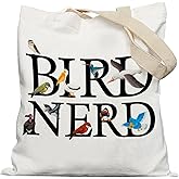 APJYM Bird Nerd Tote Bag, Bird Lovers Watcher Gifts Canvas Tote Bags for Women, Birds Watching Birding Gifts, Reusable Grocery Shopping Bags