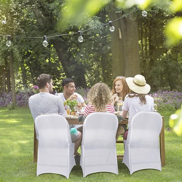 BABENEST SPANDEX FOLDING CHAIR COVERS – 30PCS UPGRADED UNIVERSAL STRETCH WASHABLE FITTED CHAIR SLIPCOVERS PROTECTOR FOR WEDDING, HOLIDAYS, BANQUET, PARTY, EASTER CELEBRATION (WHITE)
