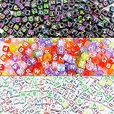PGXT 900 Pieces 3 Color 6mm DIY Acrylic Alphabet Letter A-Z Cube Beads for Jewelry Making, Bracelets, Necklaces, Children's Educational Toys, Key Chains and Children's Educational Toys