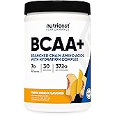 Nutricost BCAA + Hydration Powder (Peach Mango) 30 Servings - Branched Chain Amino Acids with Hydration Complex - Gluten-Free, Non-GMO