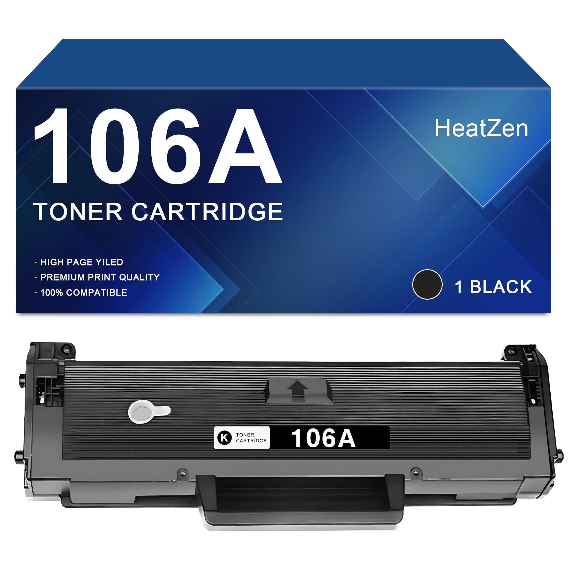 Photo 1 of W1106A Black Toner Cartridge High Yield Replacement for HP 106A Toner Cartridge for Laser 107 107a 107w MFP 135 135a 135ag 135r 135w 135wg MFP 137fnw 137fwg Printer Ink, 1-Pack