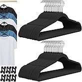 Besslly Velvet Hangers 50 Pack, Felt Hangers Clothes Coat Hanger Velvet with 360° Swivel Hook Slim Space Saving Non Slip Heavy Duty for Closet Organizer Pants Shorts Suits Shirt Dress, Charcoal Black