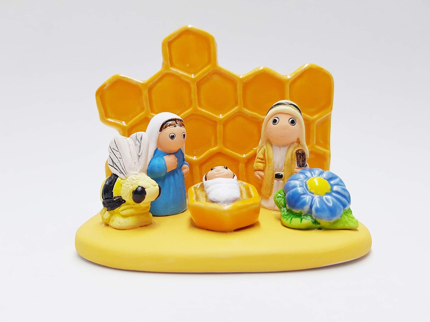 Honey Nativity Scene Handmade in Clay 1 block 3.4"X2