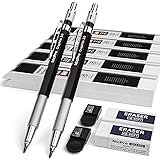 Nicpro 2mm Metal Mechanical Pencil Set, 2PCS Lead