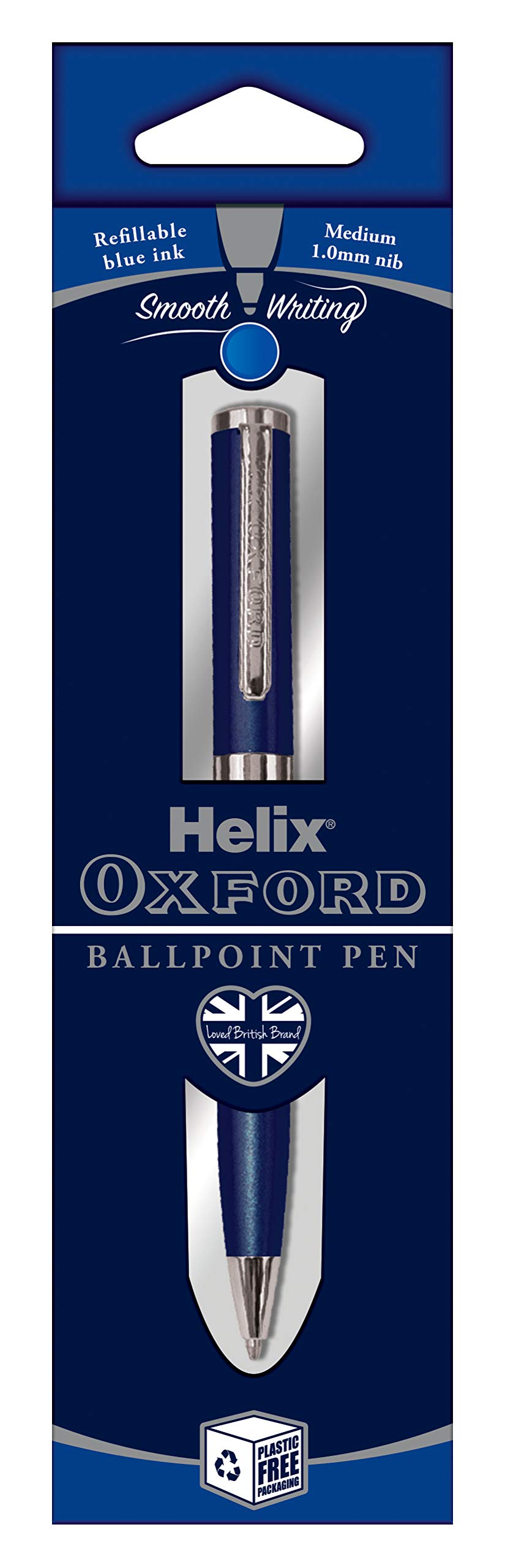 Helix Oxford Premium Ballpoint Pen (Blue Ink) with Plastic Free Packaging