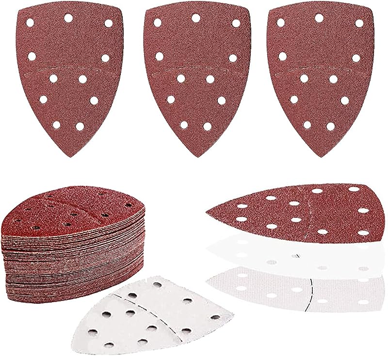 Himtop 40 Pcs Sanding Pads 11 Hole 152x105mm Assorted Grits 40/60/80/120/180