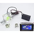 DC5V LED Thermometer 3 Way Flow Meter FlowMeter for Water Cooling Liquid Cooler System & 2 Barbs