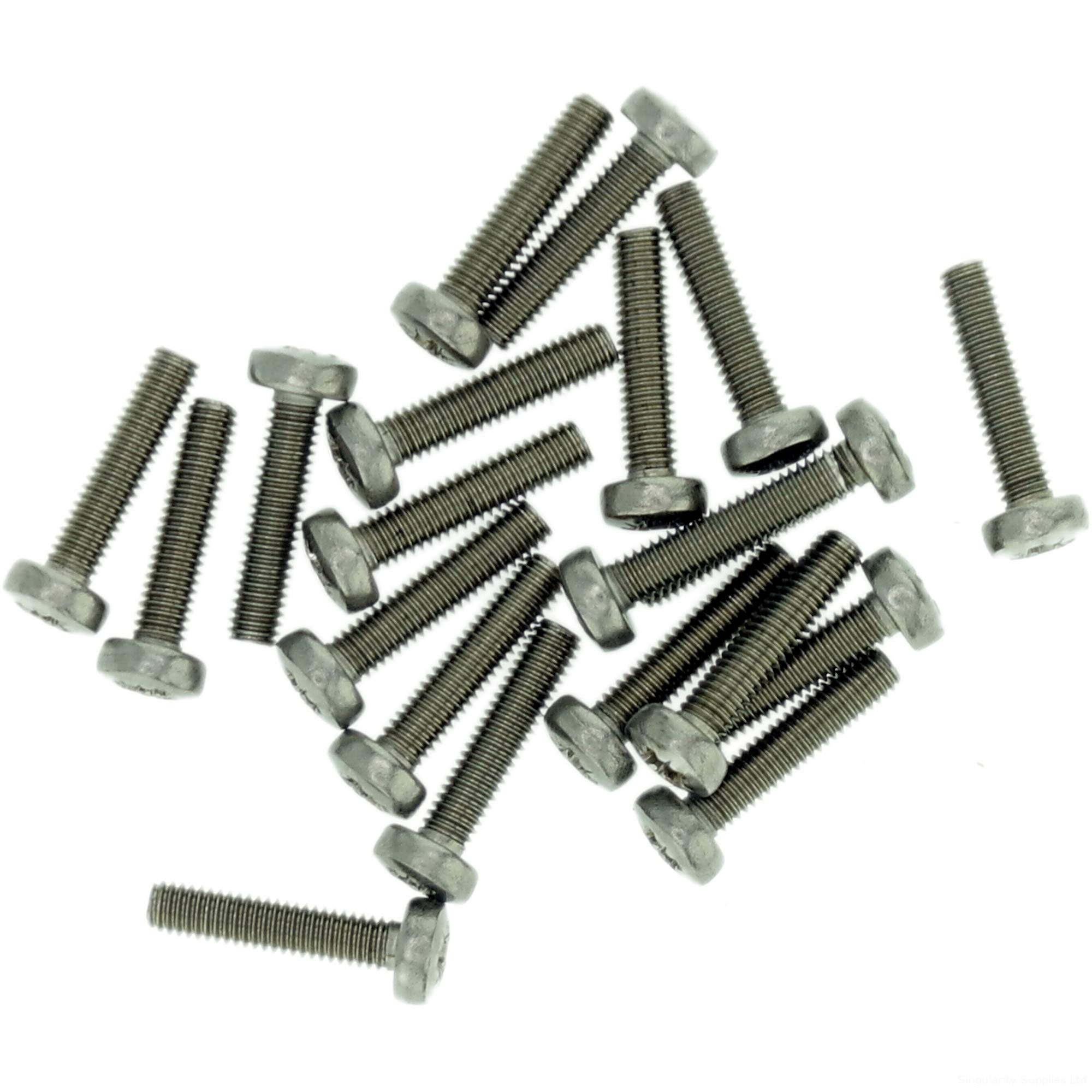 M2.5 (2.5mm x 20mm) Pozi Pan Machine Screw (Bolt) - Stainless Steel (A2) (Pack of 20)