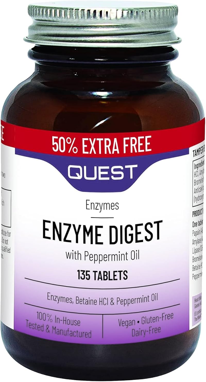 Quest Enzyme Digest With Peppermint Oil & Betaine Vegan 135 Tablets