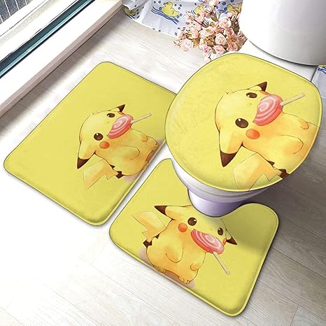 Amazon ポケットモンスター ピカチュウ パフォーマンストイレ トイレマット 3点セット 足元マット お風呂マット トイレ蓋カバーフタカバー 便座カバー 玄関マット シャギートイレマット ノンスリップ 滑り止め 吸水 速乾 丸洗い 防寒 防臭 抗菌 耐磨耗性 家庭用 ホテル用