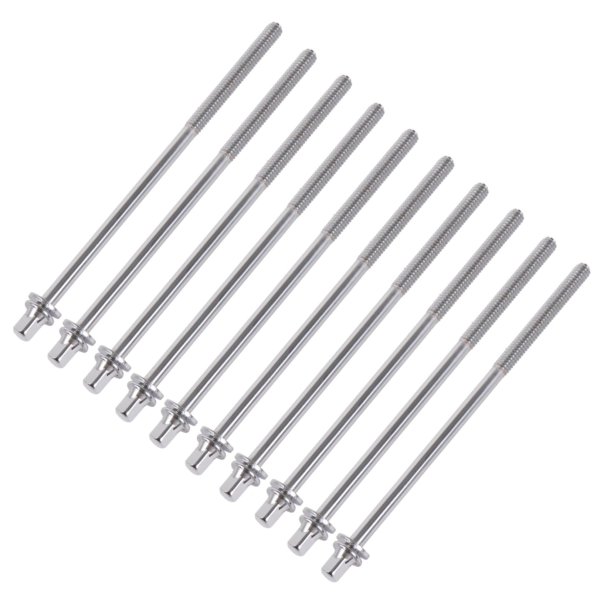 Yibuy 10 Pieces Drum Percussion Tension Rods Screws 1/5 Inch 120mm with Gaskets Silver