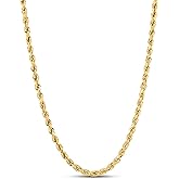SHOP WGS Real Italian 14K Yellow Gold Rope Chain Necklace for Men & Women Radiant Diamond Cut with Lobster Claw Clasp 14K Real Gold Jewelry Gifts (1.5mm, 2mm, 2.3mm, 2.5mm, 3mm, 3.5mm, 4mm, 4.5mm)