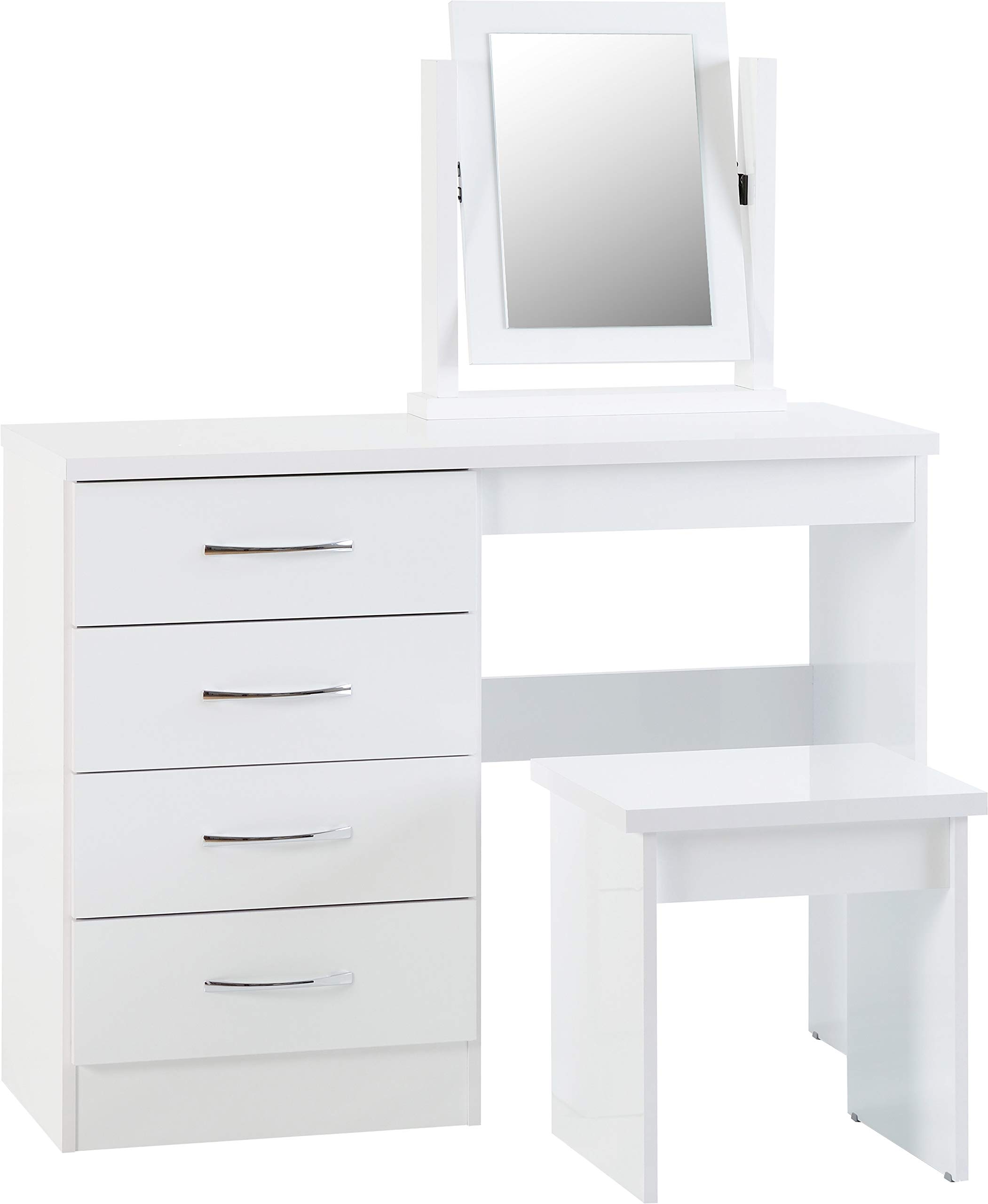 Seconique Nevada Dressing Table Set in White Gloss