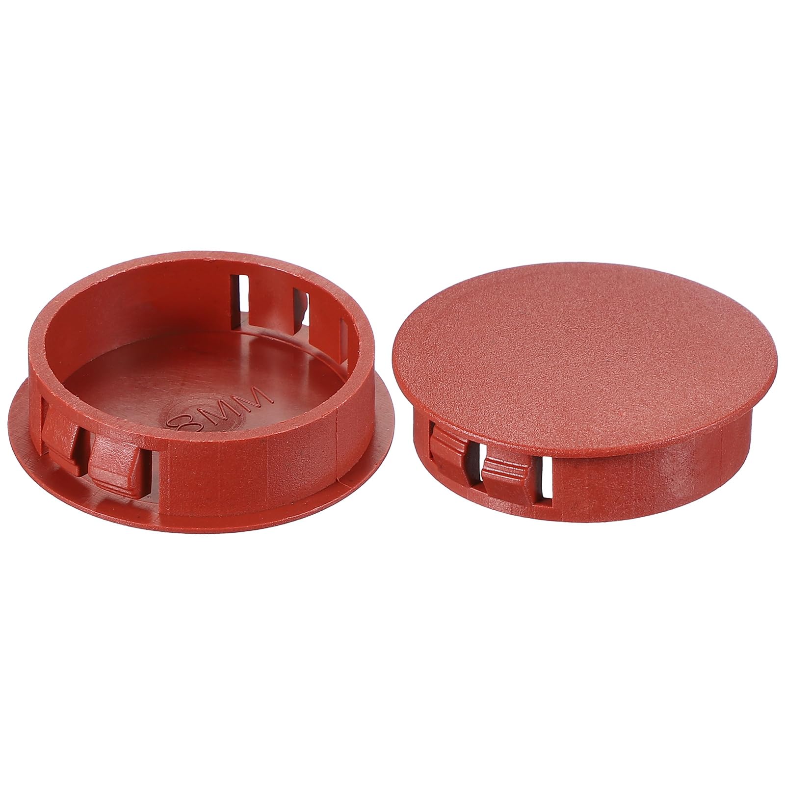 PATIKIL 1.5"/38mm Plastic Hole Plugs, 20Pcs Flush Type Round Hole Plugs Cover Snap in Locking Hole Tube for Table Kitchen Cabinet Furniture, Red Brown
