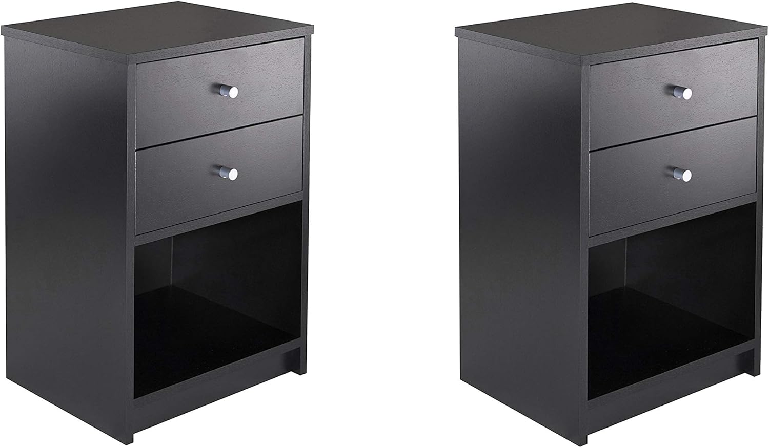 Amazon Com Winsome Trading Company Ava 2 Drawer Nightstand Black Pack Of 2 Kitchen Dining