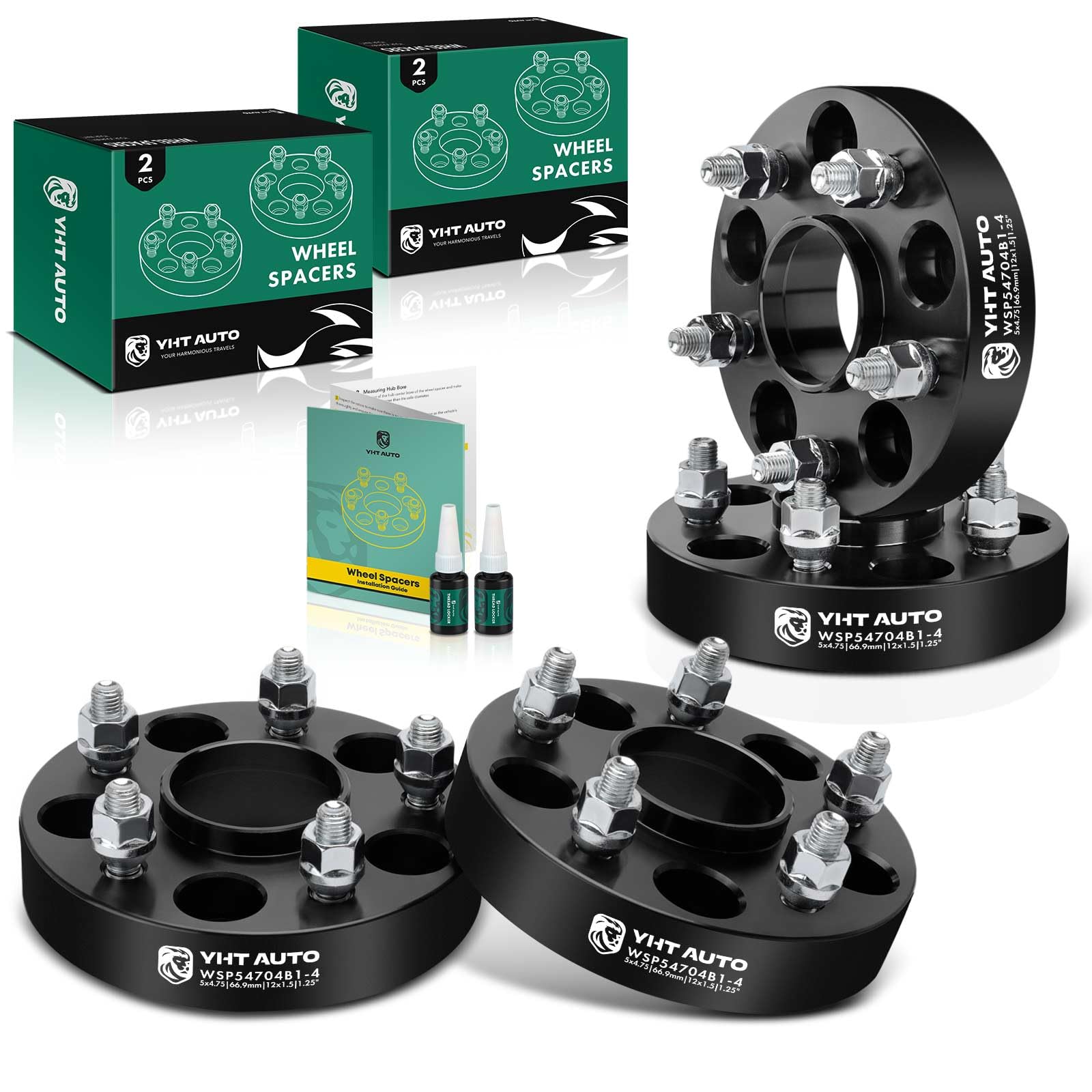 Photo 1 of YHTAUTO 5x4.75 inch Hub Centric Wheel Spacers 1.25 inch Fits Impala, Malibu, Equinox, Terrain, Camaro, CTS, G8, Lacrosse, Regal, ATS 5x120mm 5 Lug Tire Spacers w/ M12x1.5 Studs, 66.9mm Hub Bore 4 PCS