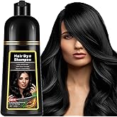 lymznus Instant Black Hair Dye Shampoo 3 in 1 for Men Women, Herbal Hair Color Shampoo for Gray Hair Coverage, Natural Champu Para Canas Easy to Use 17.6 FL OZ (Black)