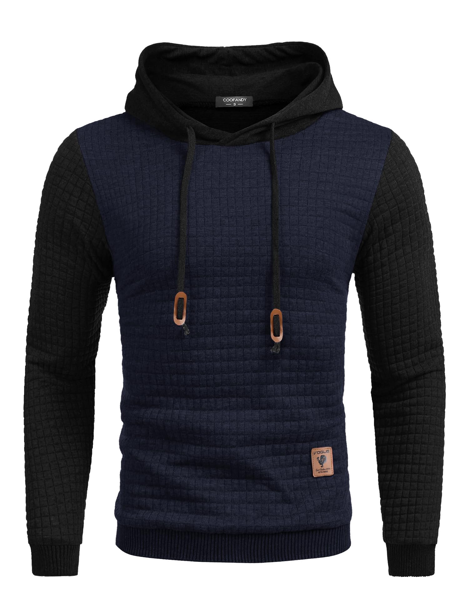 COOFANDY Mens Hooded Sweatshirt Casual Long Sleeve Drawstring Waffle Knit Pullover Hoodies Image