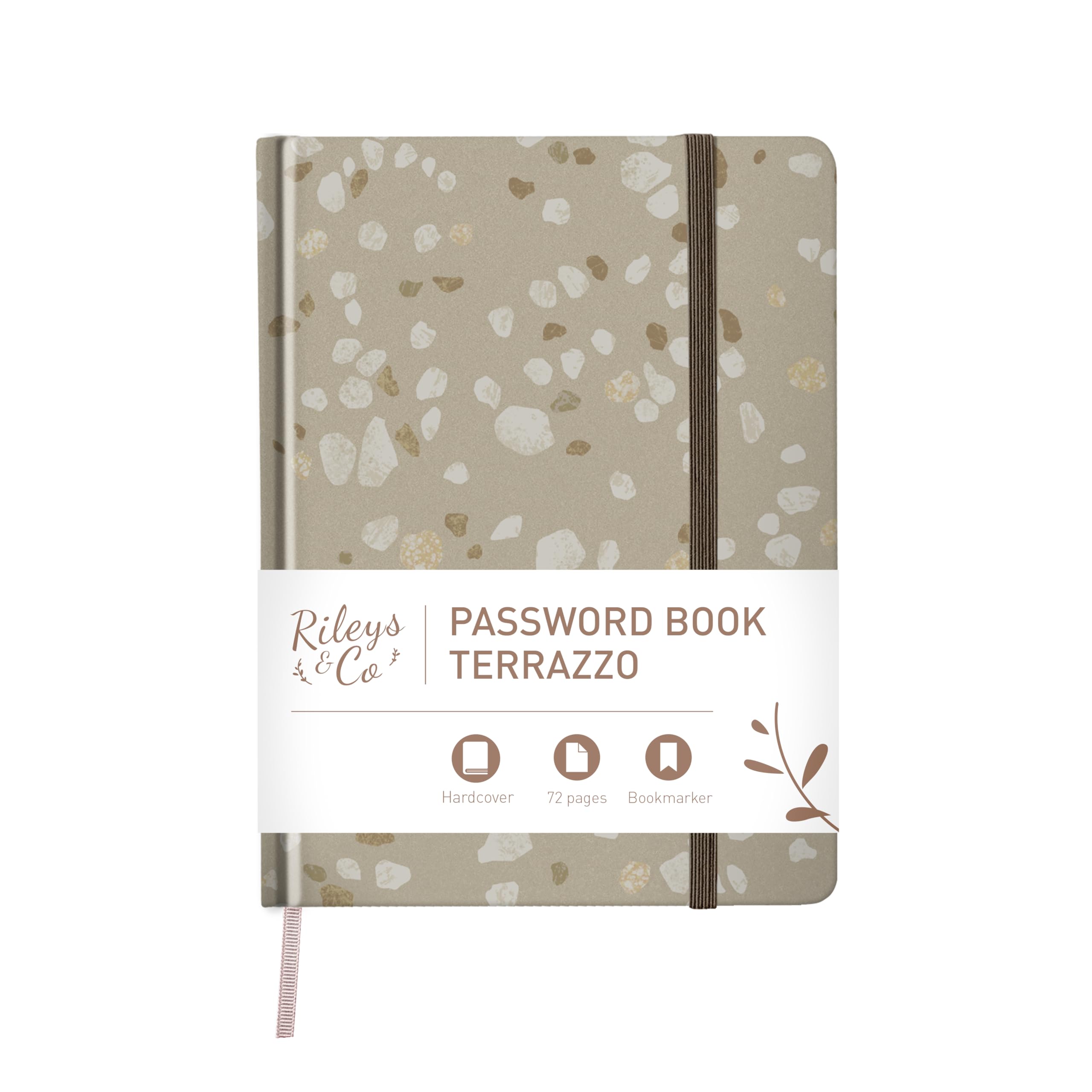 Rileys & Co. Terrazzo Elegance Password Book | Alphabetical Tabs, Password Organizer, Secure Internet & Website Login Keeper, Username Storage | Stylish and Durable (Beige, 20.3 x 15.2 cm)