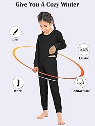 Resinta 3 Sets Girls Waffle Thermal Underwear Set