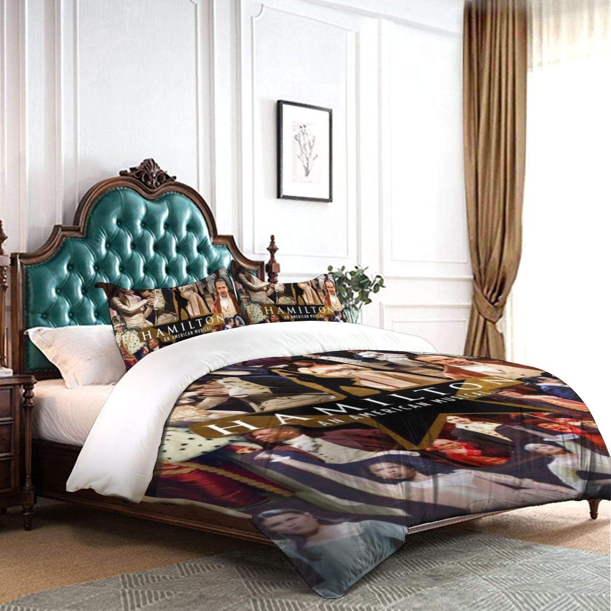 IIIUUbhswb Hamilton 3-Piece Bedding Set 86"X70" Soft Printed Microfiber Comforter Cover with Zipper Closure: Home & Kitchen