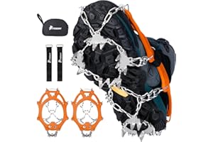 PTEROMY Crampons for Hiking Boots with 24 Stainless Steel Spikes, Ice Cleats for Shoes and Boots
