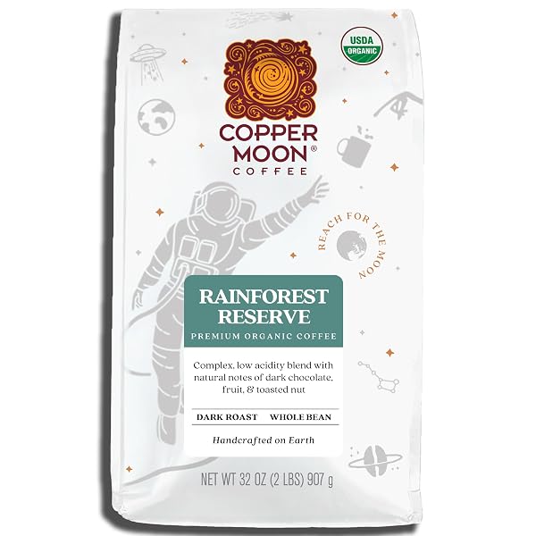 COPPER MOON DARK ROAST WHOLE BEAN COFFEE, RAINFOREST...