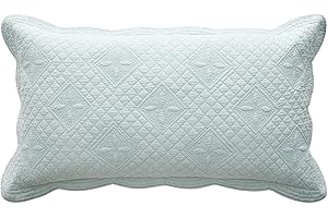 Calla Angel Sage Garden Luxury Pure Cotton Quilted Pillow Sham, King Pillow, 20x36, Light Aqua