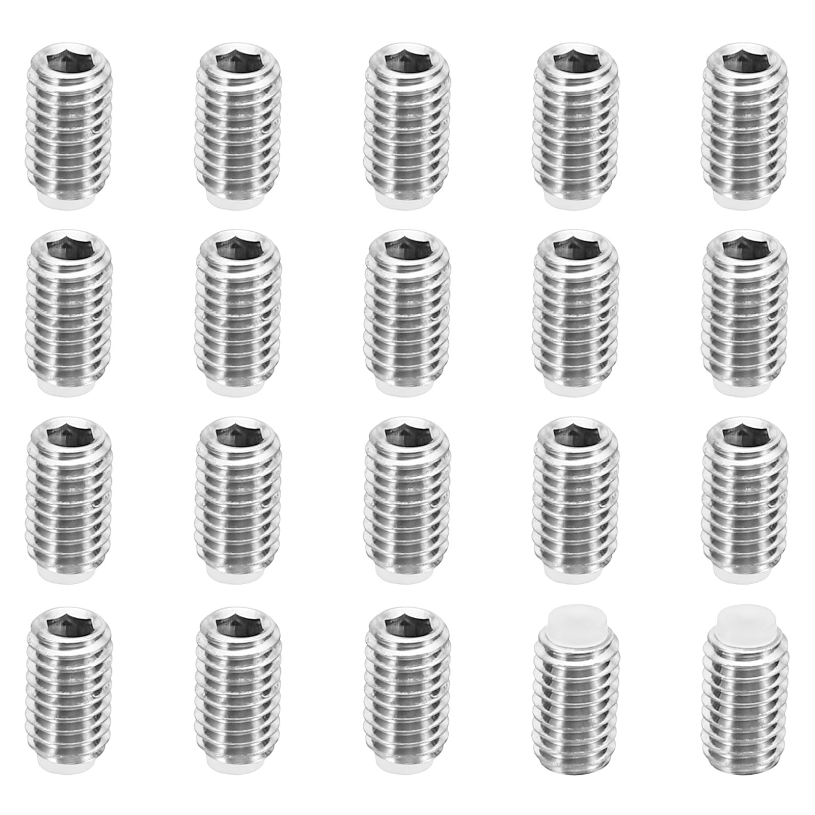 PATIKIL M5x8mm Nylon Tip Grub Screw, 20 Pack Metric Hex Socket Head Cup Point Anti Slip Set Screws Internal Hex Drive Hardware, 304 Stainless Steel