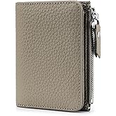 GBHKPLFO Small Wallet for Women, RFID Blocking Genuine Leather Bifold Zipper Pocket Wallet Credit Card Holder, Small Womens Wallet Purse with ID Window (Elephant Grey)