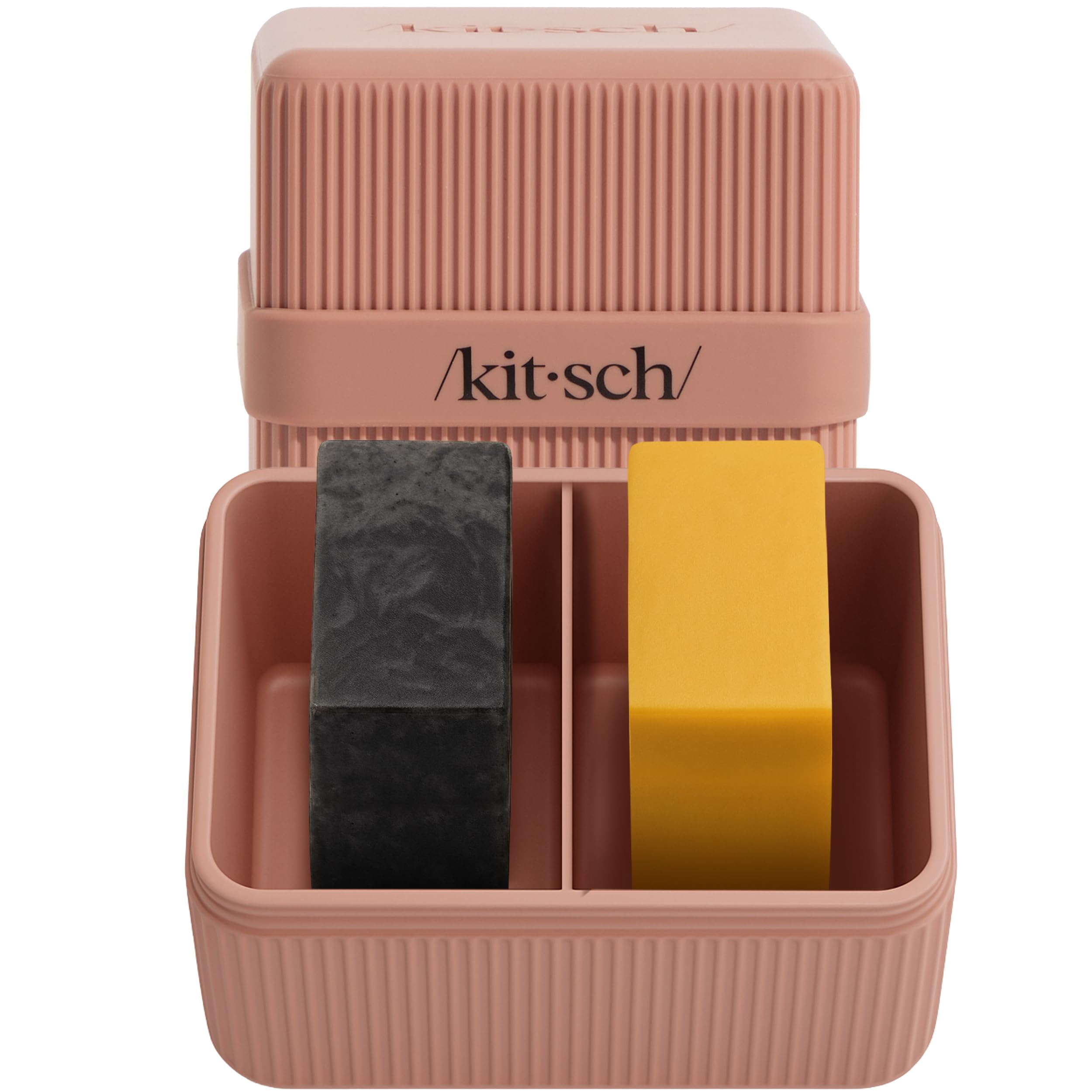 Kitsch Compartment Travel Soap Case – Bar Soap Holder & Organizer, Travel Case for Bars – TSA-Approved – Lightweight, Durable, Leak-Proof, Made from Recycled Plastic, Terracotta, 2 Compartment