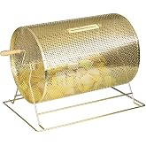 Displays2go Brass Raffle Drum with Wooden Turning Handle for Tabletop Use | RDRMBR2115
