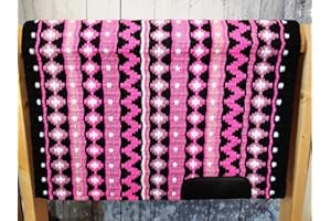 Pink Black Western Horse Saddle Show Pad Blanket, Equestrian Ranch Pad, 100% Newzealand Woolen Pad Oversized Handmade Premium