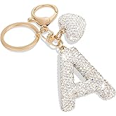 INFUPNET Initial Keychain for Women Bling Letter Key chain Initial with Heart White Keychain Charms for Backpack Handbag