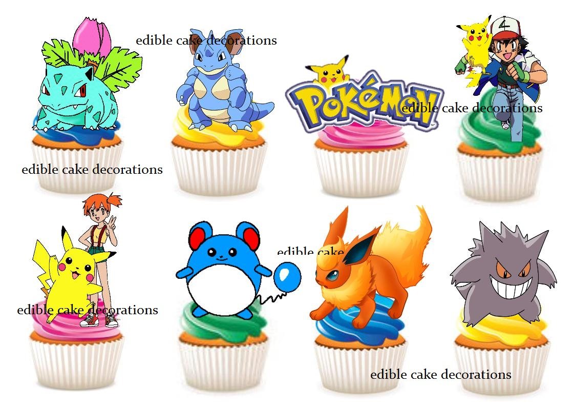 Napravi Rs 30 X Pokemon Fete Stand Up Comestible Papier Pour Cupcakes Gateaux Decorations Accessoires De Decoration Ustensiles A Patisserie