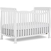 Dream On Me Violet 7-in-1 Convertible Full-Size Baby Crib with Toddler, Day & Full Bed Conversion in White, GreenGuard Gold & BSA, 3 Mattress Heights, Sustainable Pinewoo