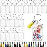 Philbinden 20 Set Acrylic Photo Keychain-Clear Picture Frame Keychain with Tassels