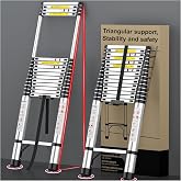 Telescoping Ladder, 20.3 FT Aluminum Extendable Ladder, 330 Lbs, Silver | Telescopic &amp; Retractable, Collapsible Extension Ladder for House, Roof, RV &amp; Travel Trailer