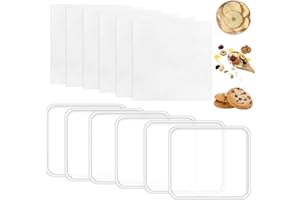 6 Silicone Dehydrator Mats and 6 Mesh Dehydrator Sheets, Reusable Non-stick Tray Liner with Edge, Silicone Mats for Liquids, 